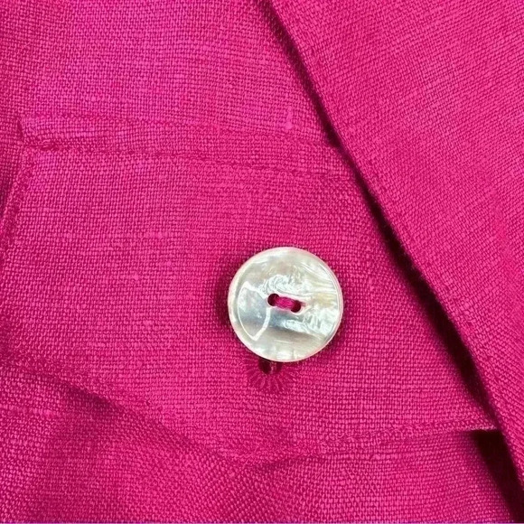 Stephanie Andrews Women’s Vintage Hot Pink Linen Cropped Bomber Jacket US Size 9 - Picture 6 of 13